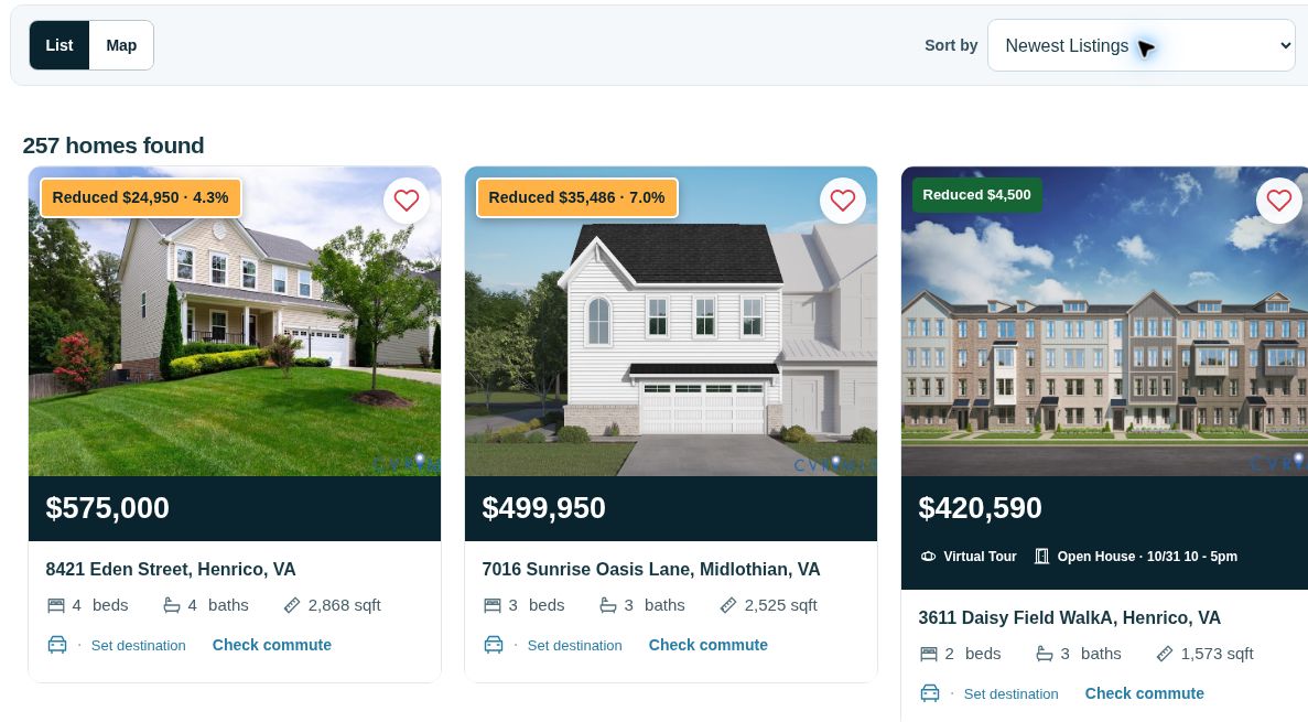 Actual Taylor Homes IDX results preview with photos, prices and home details