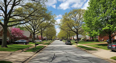 Tree-lined residential street in Chesterfield